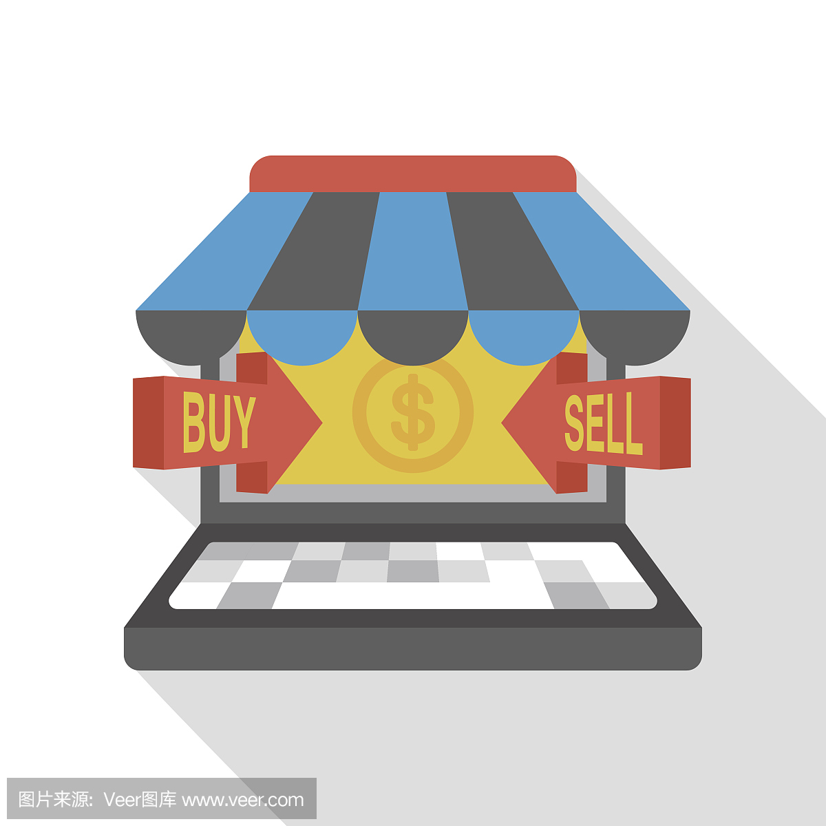 網(wǎng)上購物由電腦平面圖標(biāo)